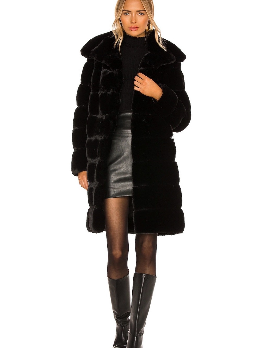 NWT REVOLVE - Faux Fur Long Coat in Jet Black